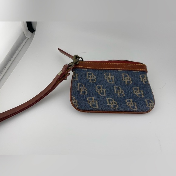 Dooney & Bourke Blue And Brown Signature Wristlet With Keychain​​​​​​​​​​​​​ - Picture 2 of 6